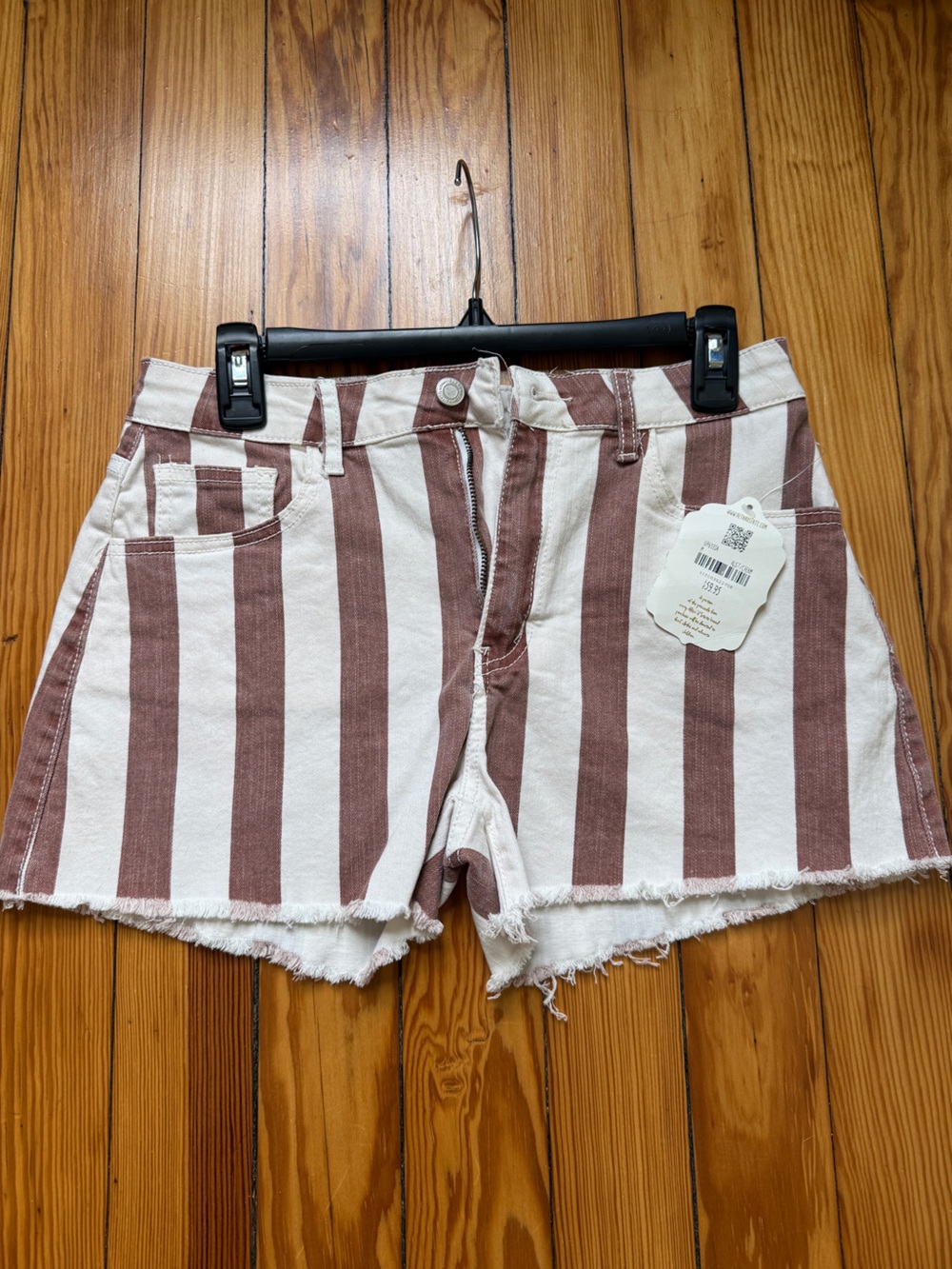 Altar'd State Vertical Stripe Frayed Hem Jean Shorts